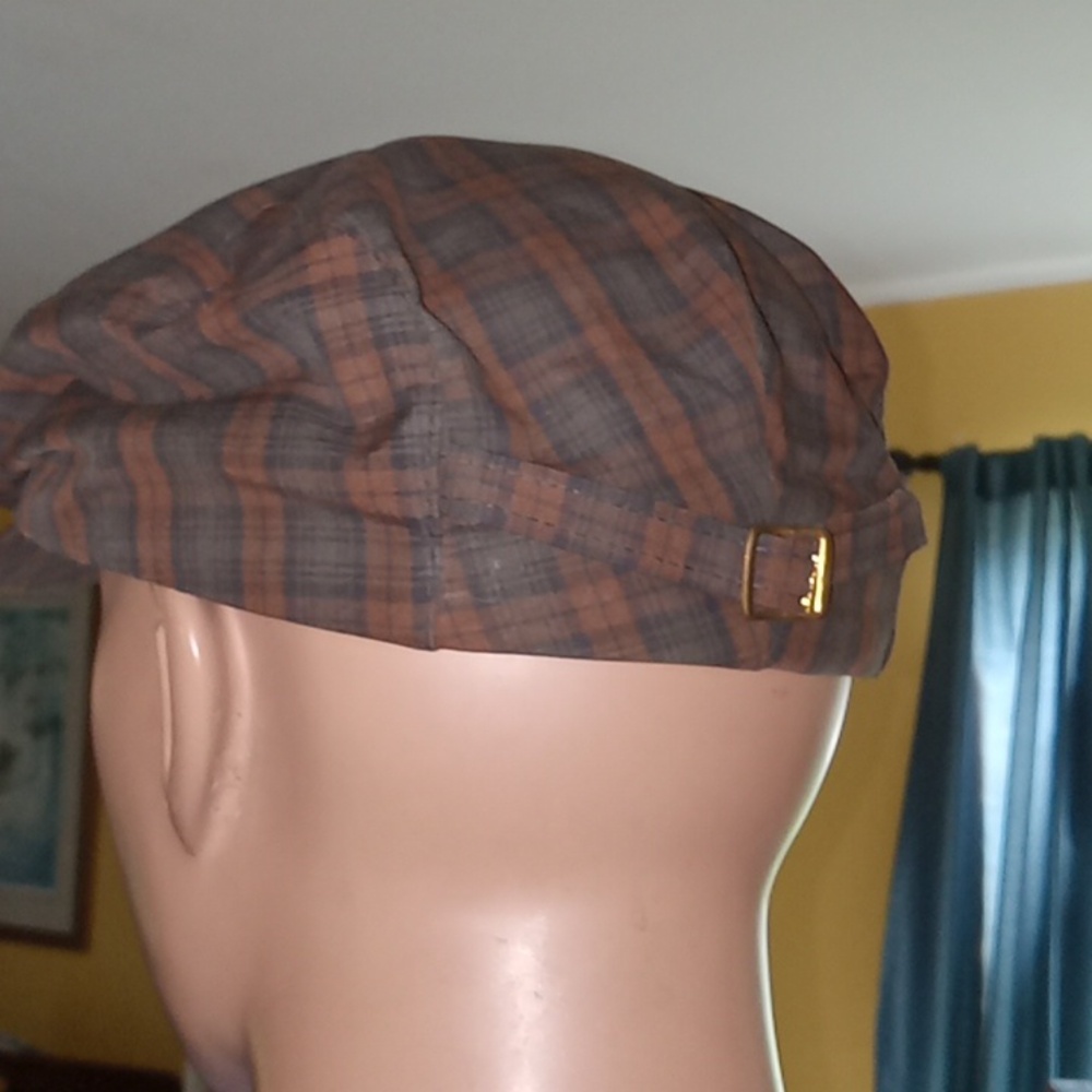 Vintage Harvard Sports Headwear snap front cotton plaid Small newsboy cap - Picture 4 of 7